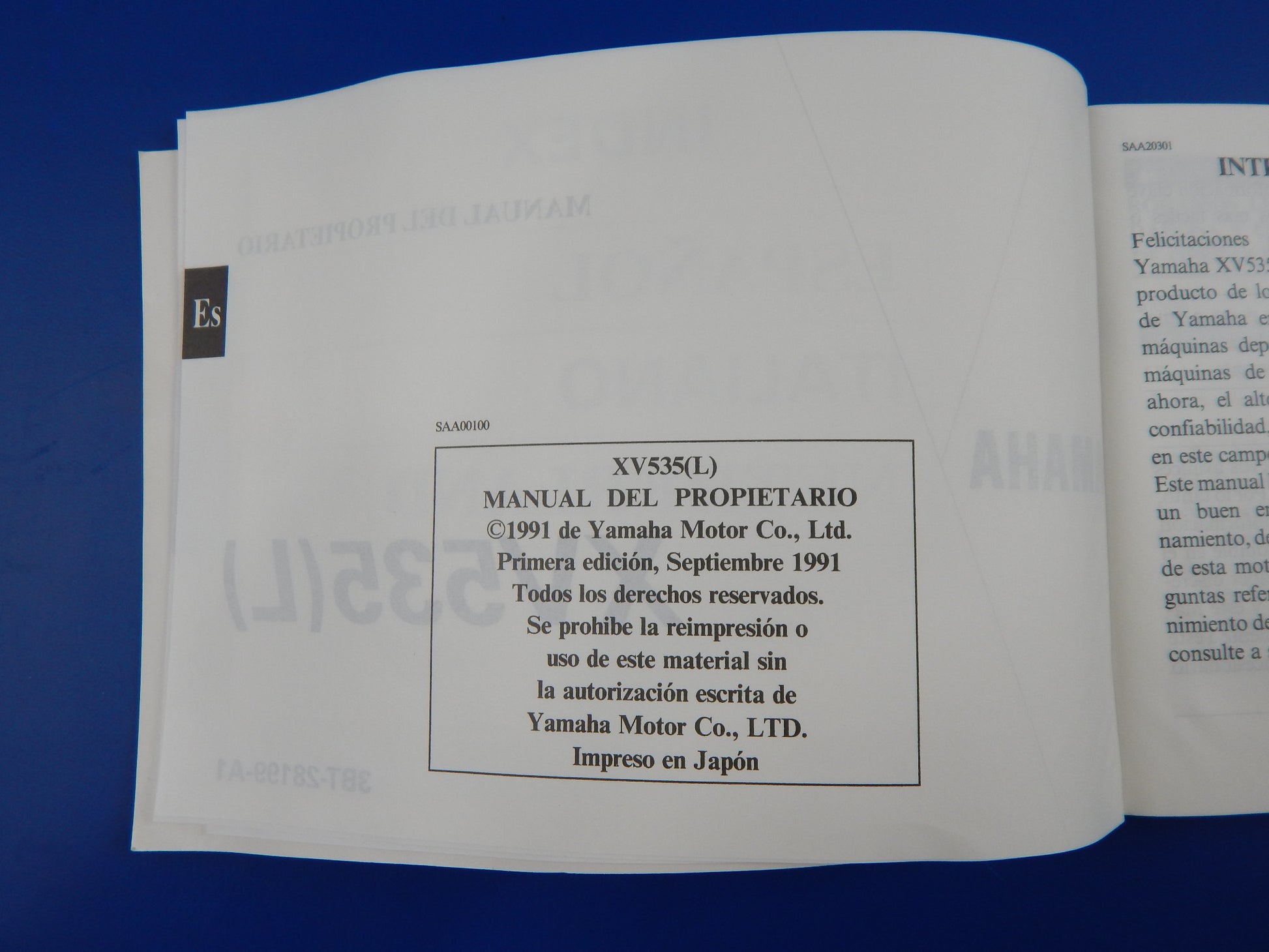 1991 YAMAHA XV535(L) USER OWNER MANUAL BOOK 3BT-28199-A1 MULTI LANGUAGE VINTAGE - MotoRaider