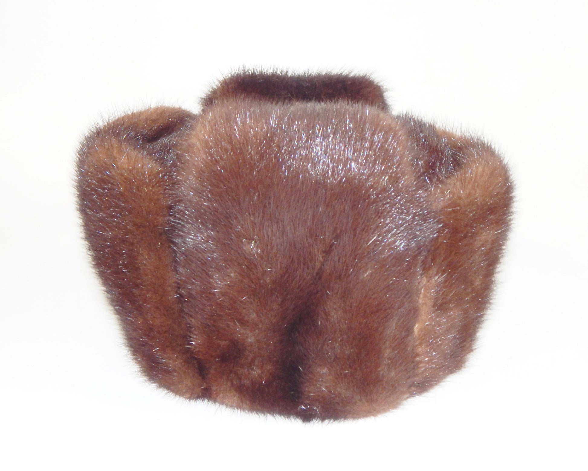 1980's ORIGINAL MINK FUR RUSSIAN HAT BROWN NEW IN BOX APPROX D=22" - MotoRaider