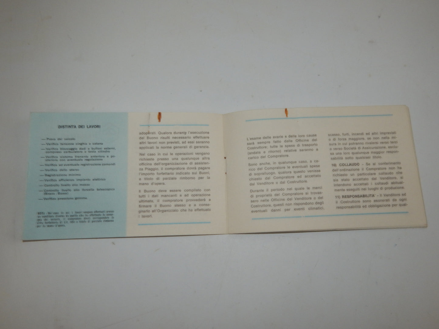 1980's PIAGGIO CIAO BRAVO BOXER WARRANTY BOOK ITALIAN VINTAGE MOPED - MotoRaider
