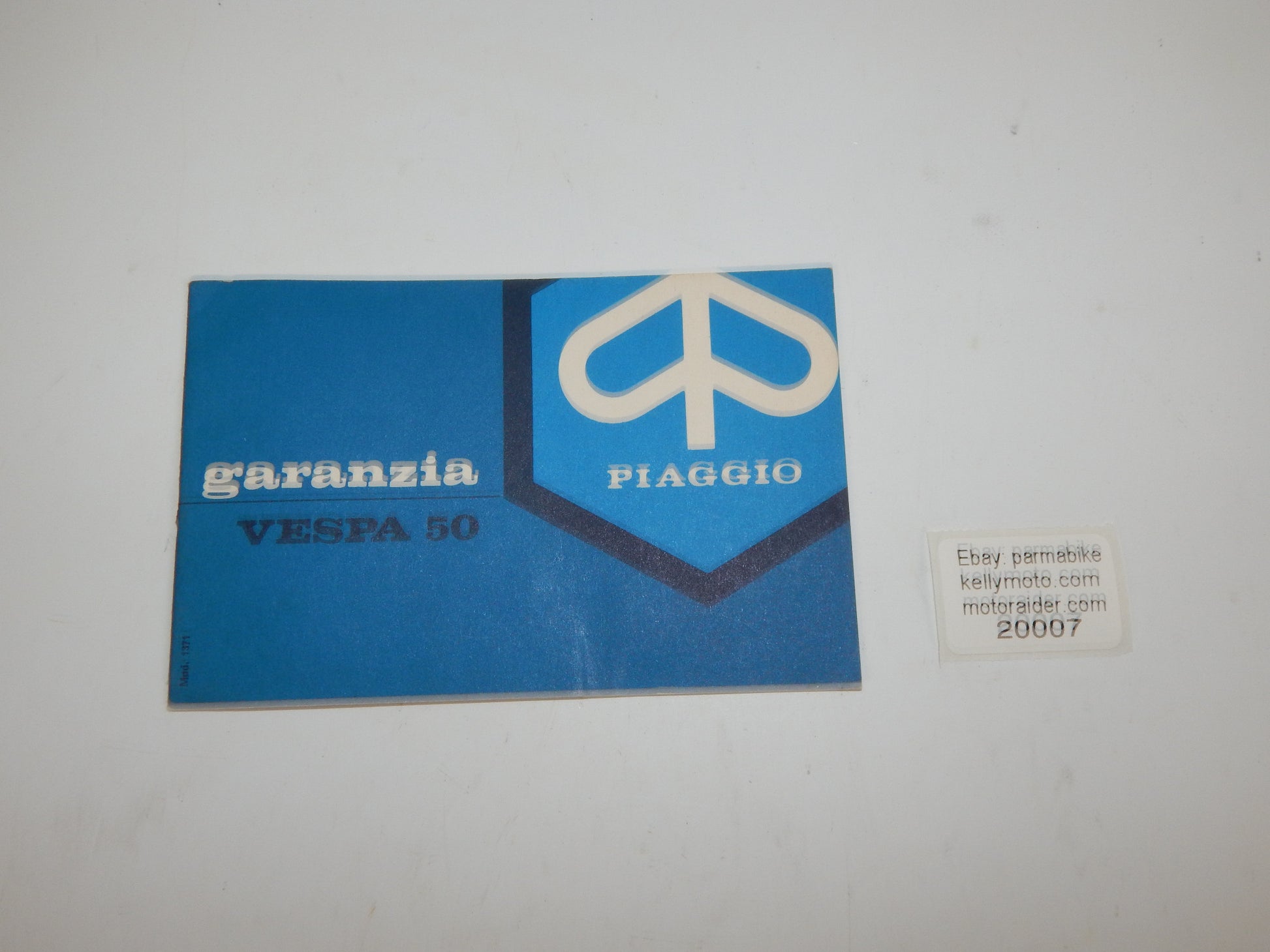 1980's PIAGGIO VESPA 50 WARRANTY BOOK ITALIAN VINTAGE SCOOTER - MotoRaider