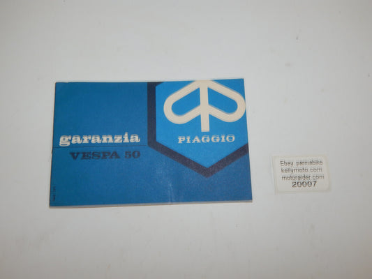 1980's PIAGGIO VESPA 50 WARRANTY BOOK ITALIAN VINTAGE SCOOTER - MotoRaider