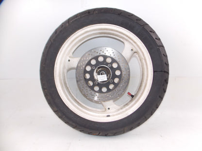 SUZUKI 750 SLINGSHOT 17" WHITE REAR WHEEL+BRAKE DISC ROTOR VINTAGE JAPAN - MotoRaider