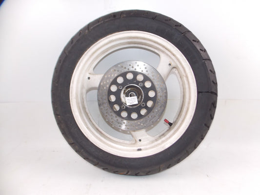 SUZUKI 750 SLINGSHOT 17" WHITE REAR WHEEL+BRAKE DISC ROTOR VINTAGE JAPAN - MotoRaider
