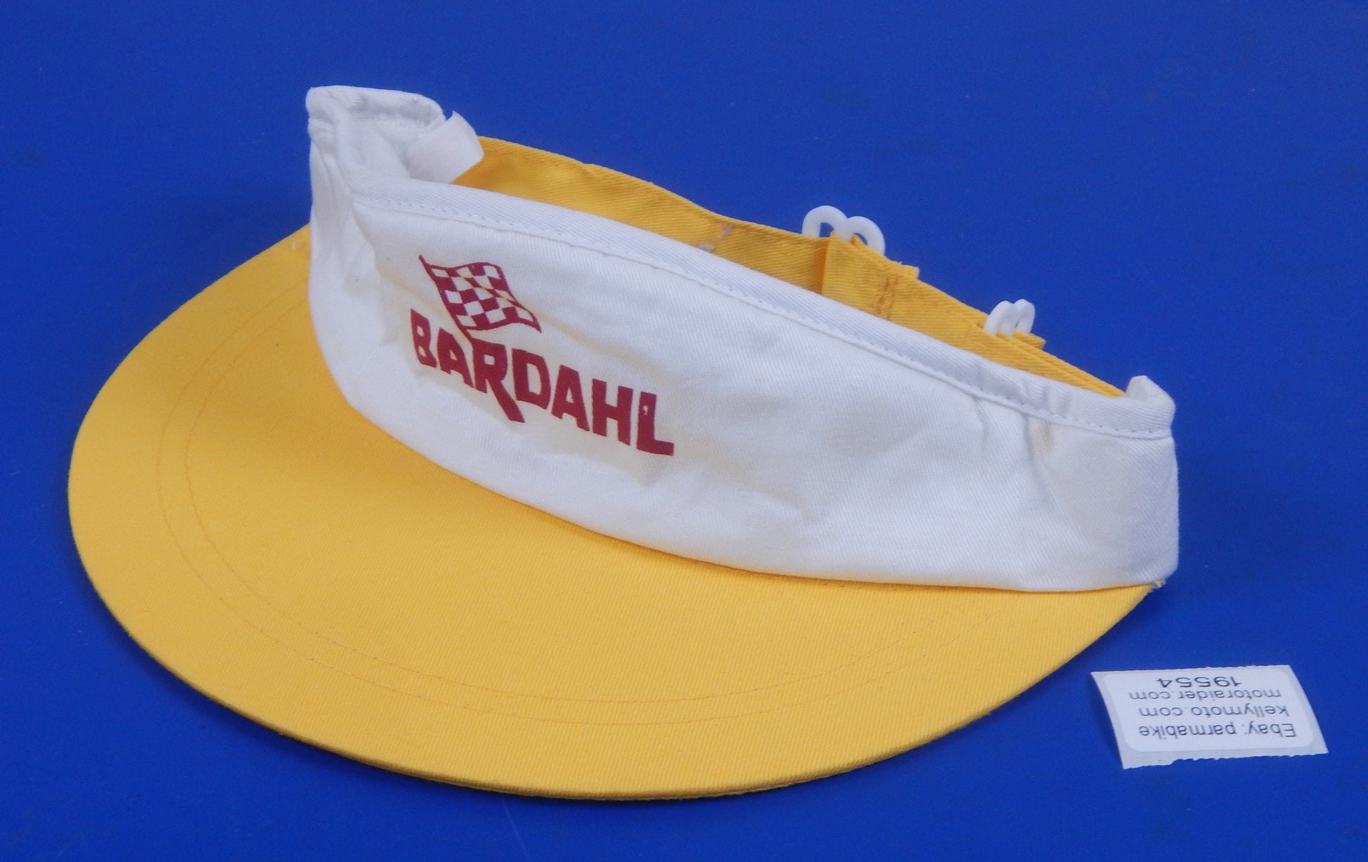 1990's BARDHAL OIL SUN VISOR YELLOW WHITE VINTAGE MOTORYCLE RACING 100% COTTON - MotoRaider