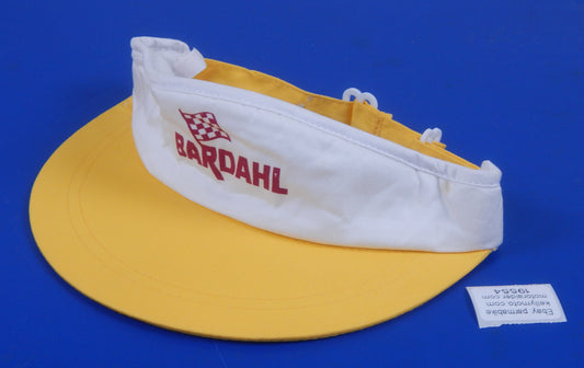 1990's BARDHAL OIL SUN VISOR YELLOW WHITE VINTAGE MOTORYCLE RACING 100% COTTON - MotoRaider