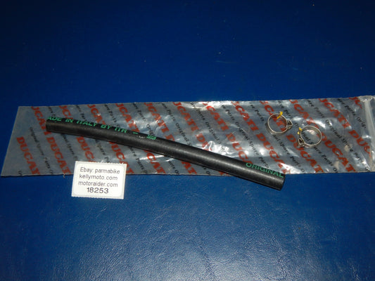 NOS DUCATI HOSE PIPE TUBE+CLAMPS L=200mm ID=6mm OD=13mm VINTAGE MONSTER PASO F1 - MotoRaider