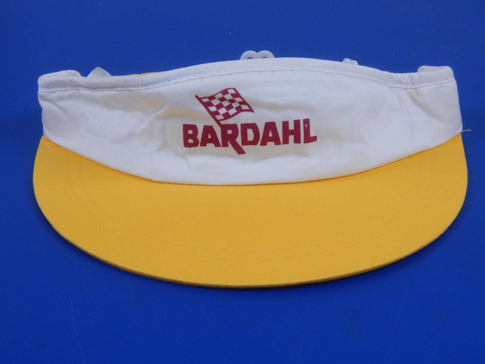 1990's BARDHAL OIL SUN VISOR YELLOW WHITE VINTAGE MOTORYCLE RACING 100% COTTON - MotoRaider