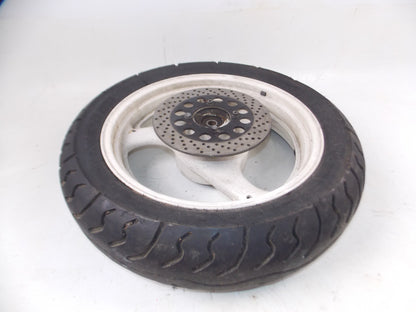 SUZUKI 750 SLINGSHOT 17" WHITE REAR WHEEL+BRAKE DISC ROTOR VINTAGE JAPAN - MotoRaider