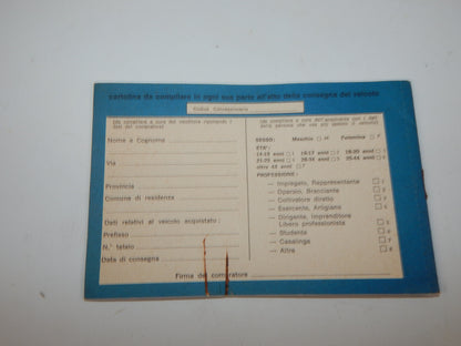 1980's PIAGGIO VESPA 50 WARRANTY BOOK ITALIAN VINTAGE SCOOTER - MotoRaider