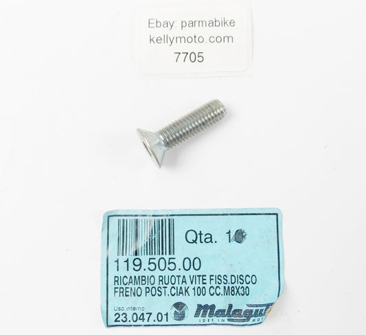 NOS OEM MALAGUTI REAR BRAKE DISC ROTOR MOUNTING SCREW BOLT M8X30 119.505.00 - MotoRaider
