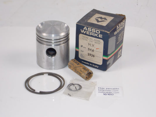 NOS ASSO WERKE 1462 PISTON 54.6 MM 2936+RINGS+CIRCLIPS+15MM PIN VINTAGE 16160 - MotoRaider