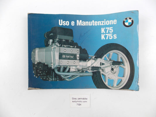 1990 BMW K75 K75S OWNER'S RIDER USER MANUAL BOOK CATALOG ITALIAN - MotoRaider