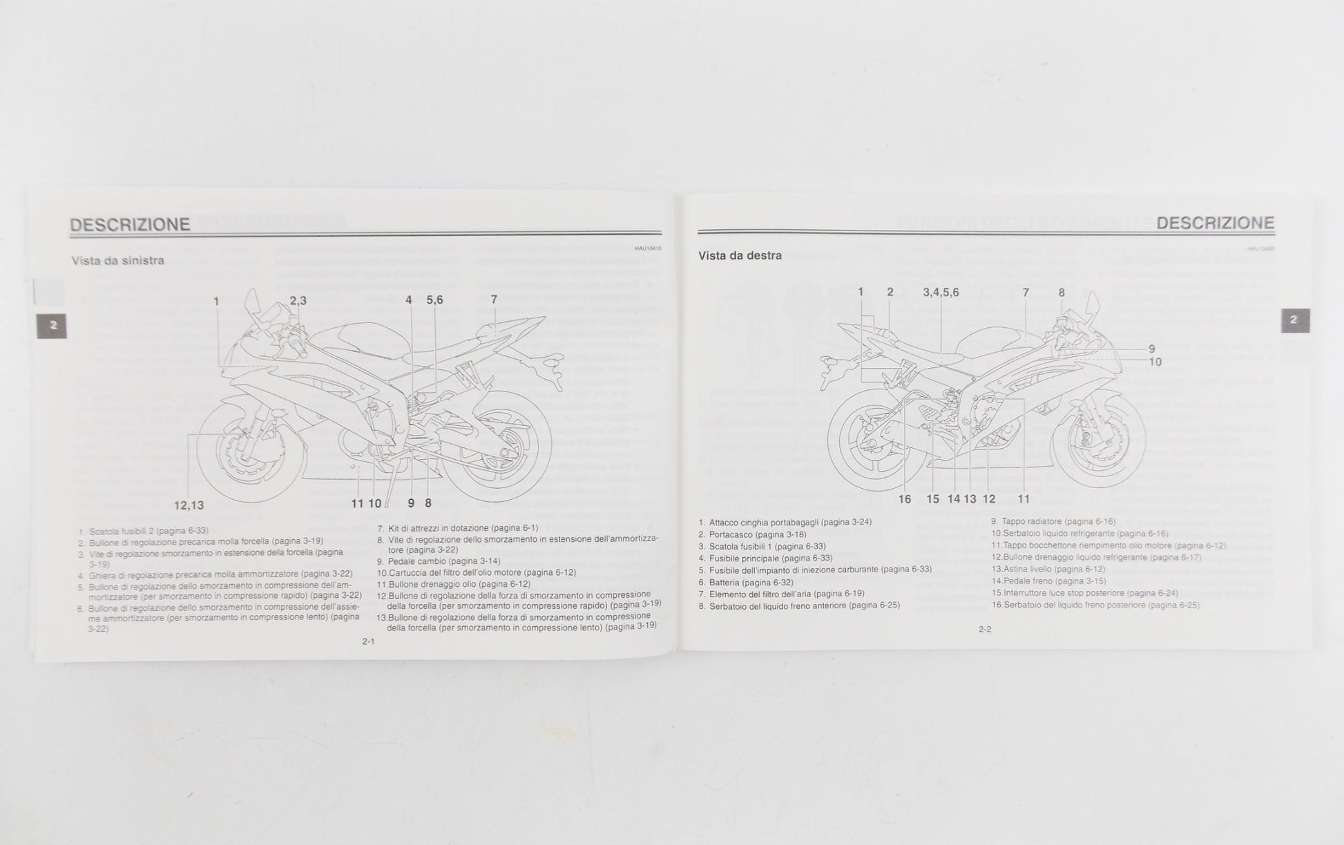 YAMAHA YZF-R6 13S-28199-H0 USE AND MAINTENANCE OWNER BOOK ITALIAN - MotoRaider