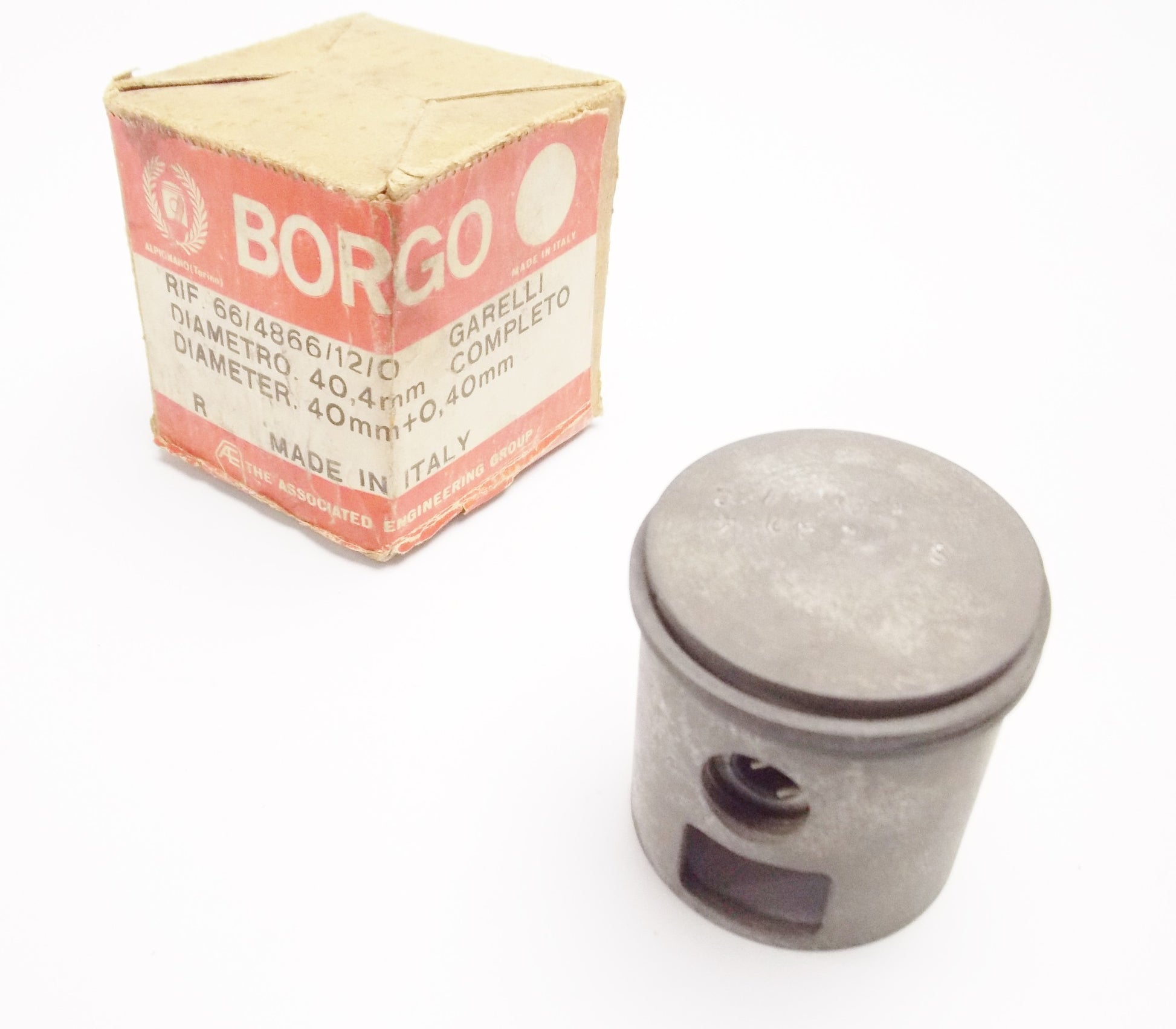 NOS BORGO 66/4866/12/0 PISTON + RINGS + PIN + CLIPS SET CPL. D. 40.4 GILERA MOTO - MotoRaider
