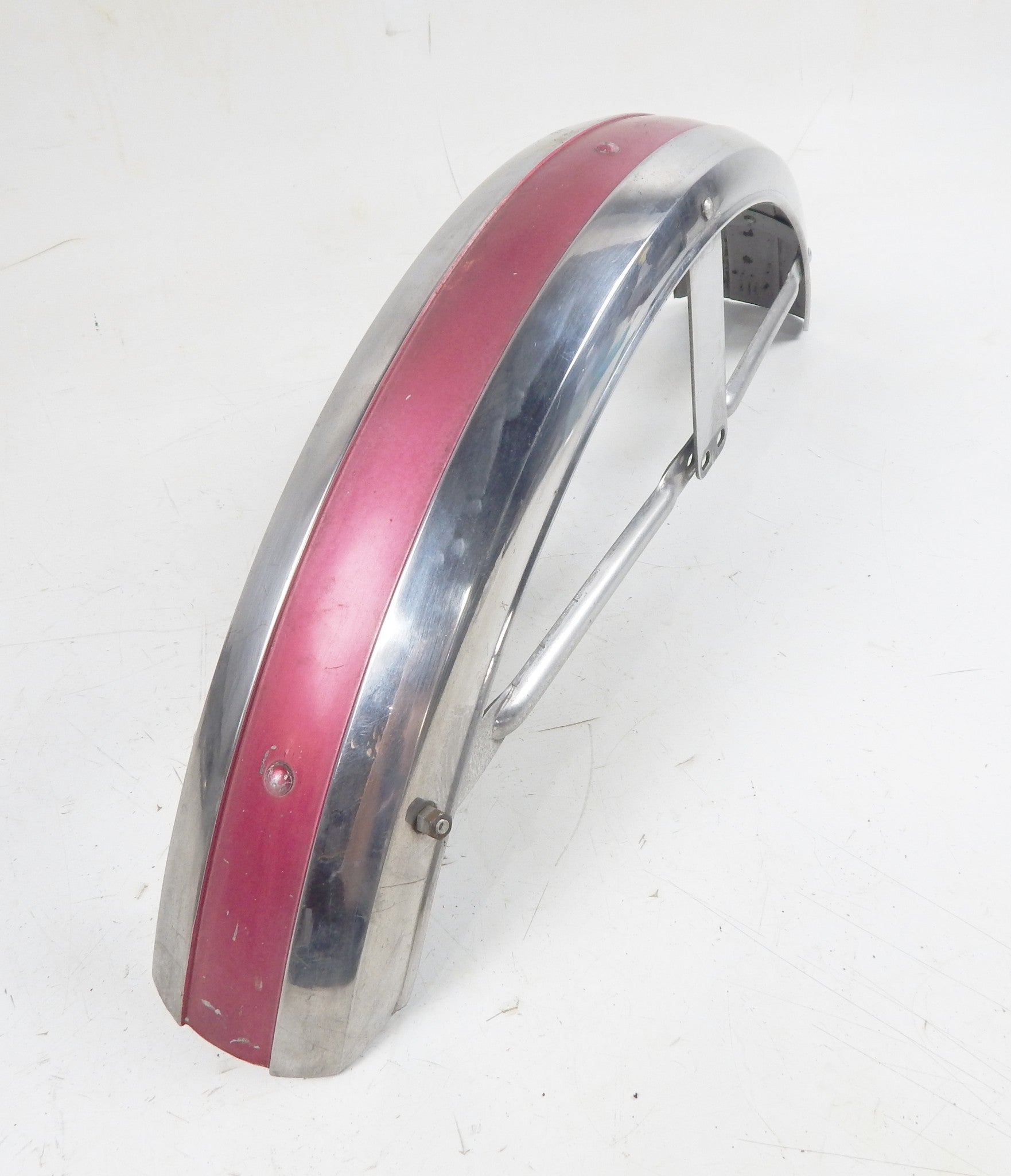 1970 GILERA 125 GIUBILEO STEEL MUD GUARD FRONT WHEEL FENDER WITH MOUNT BRACKETS - MotoRaider