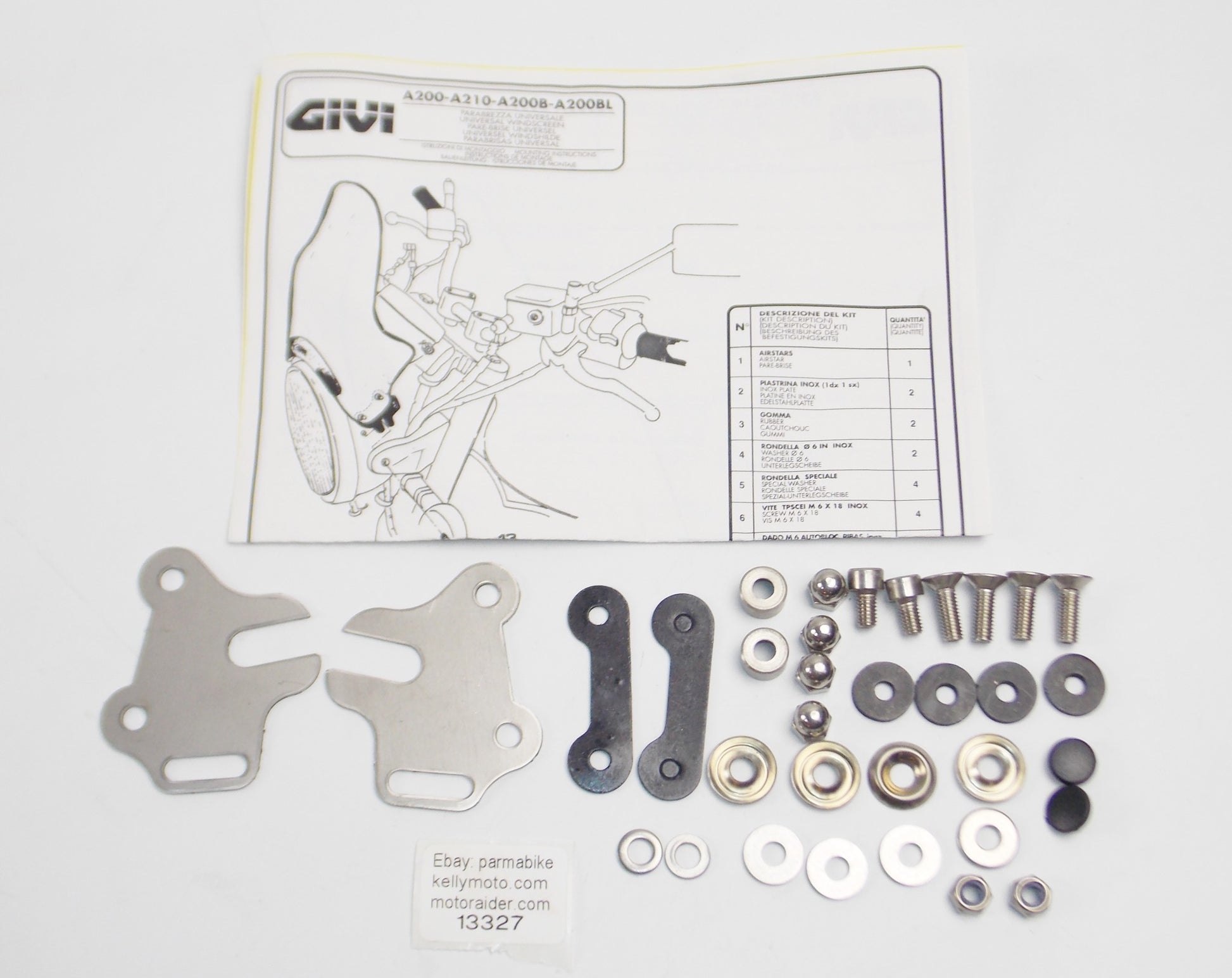 GIVI UNIVERSAL FITTING KIT MOUNT BRACKETS WINSHIELD GIVI A200 A210 A200B A200BL - MotoRaider