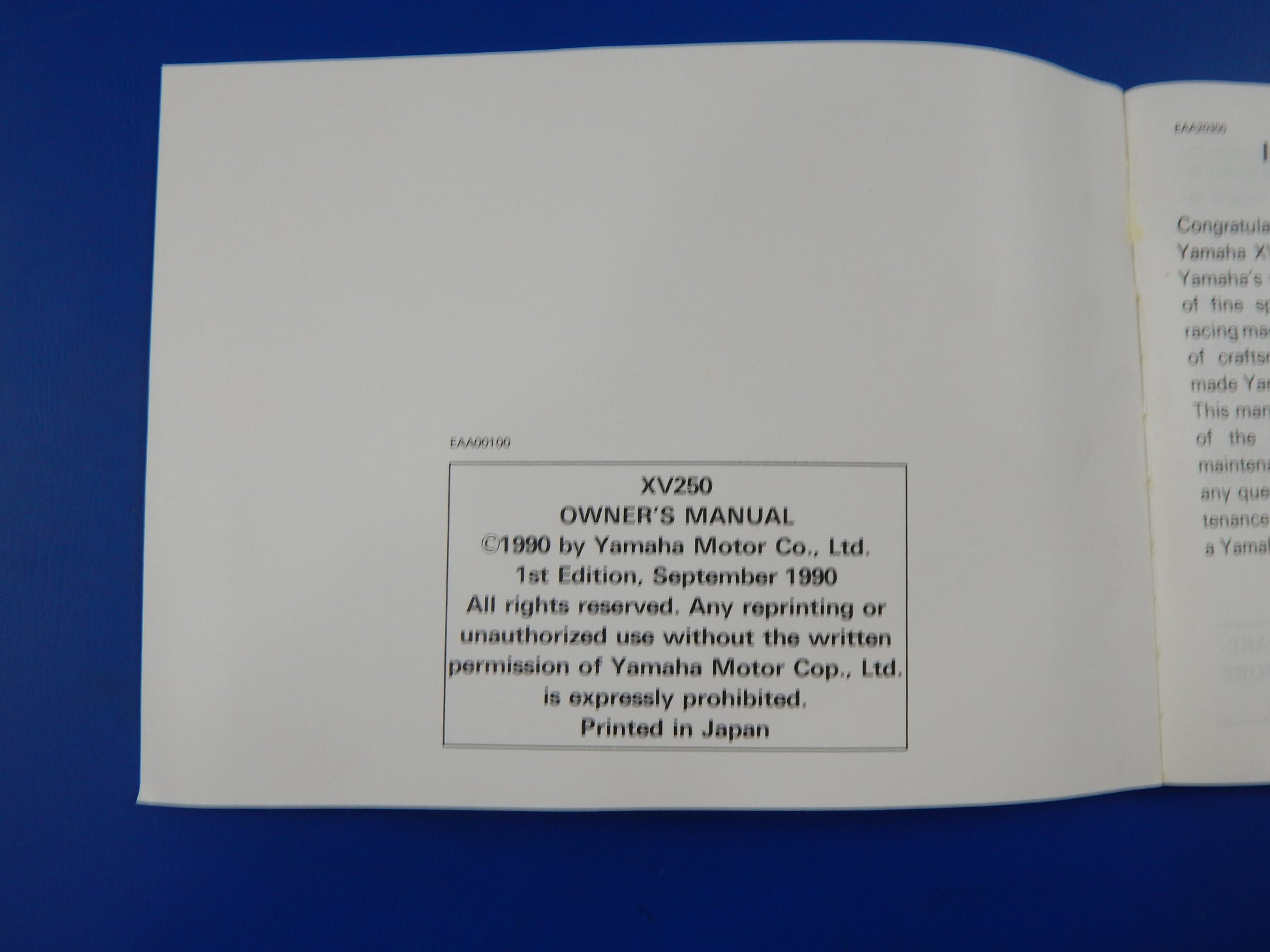 1990 YAMAHA XV1100 USER OWNER MANUAL BOOK 3LS-28199-W0 TWO LANGUAGE VINTAGE - MotoRaider