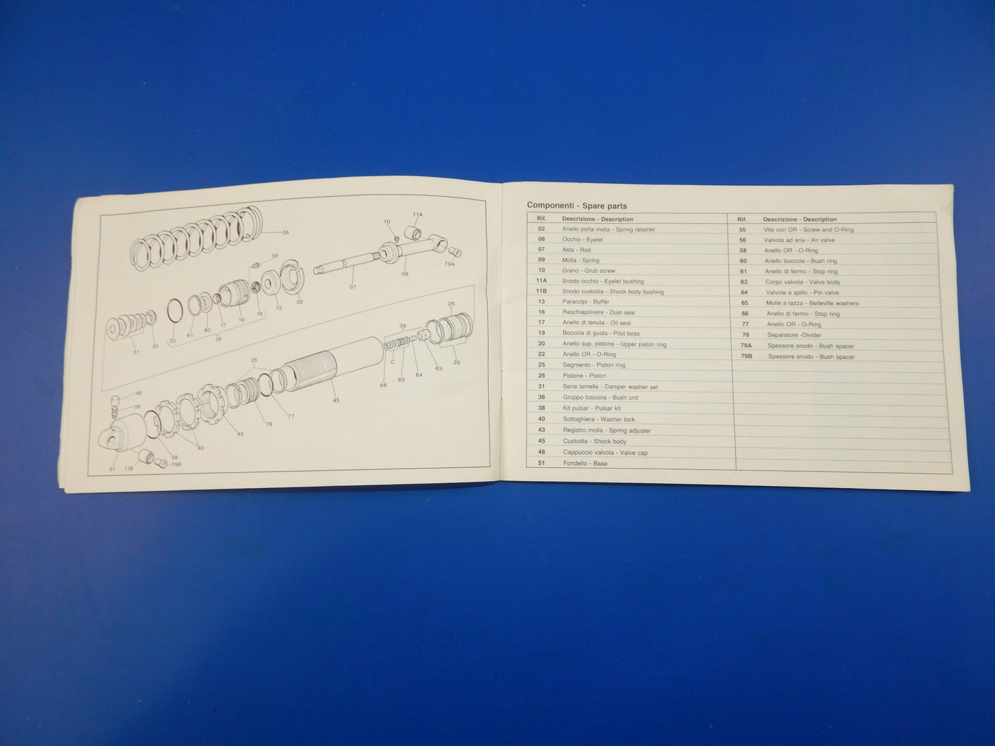 1982 MARZOCCHI PVS-3 MONOSHOCK USE AND MAINTENANCE BOOK MANUAL MULTI LANGUAGE - MotoRaider