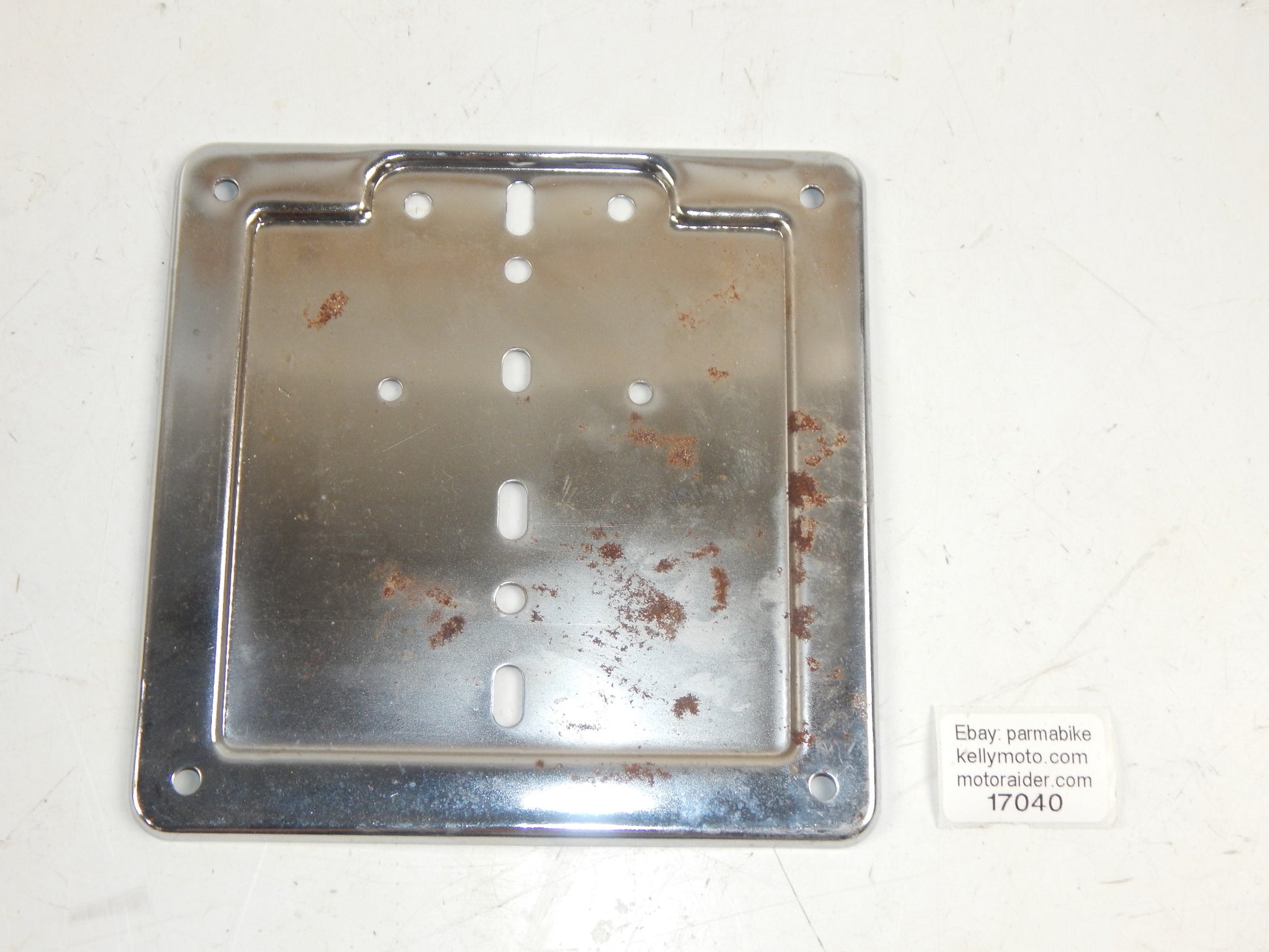 1980's MOTORCYCLE CHROME LICENCE PLATE HOLDER 170x170mm VINTAGE ITALY SCOOTER - MotoRaider