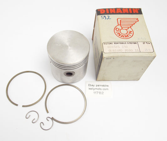 NOS DINAMIN PISTON + RINGS + PIN + CLIPS DIAMETER 59.2 mm MORINI CORSARO 150 - MotoRaider