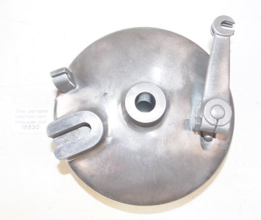1972 MORINI CORSARO 125 FRONT WHEEL HUB BRAKE PLATE WITH SHOES+ACTUATOR LEVER - MotoRaider
