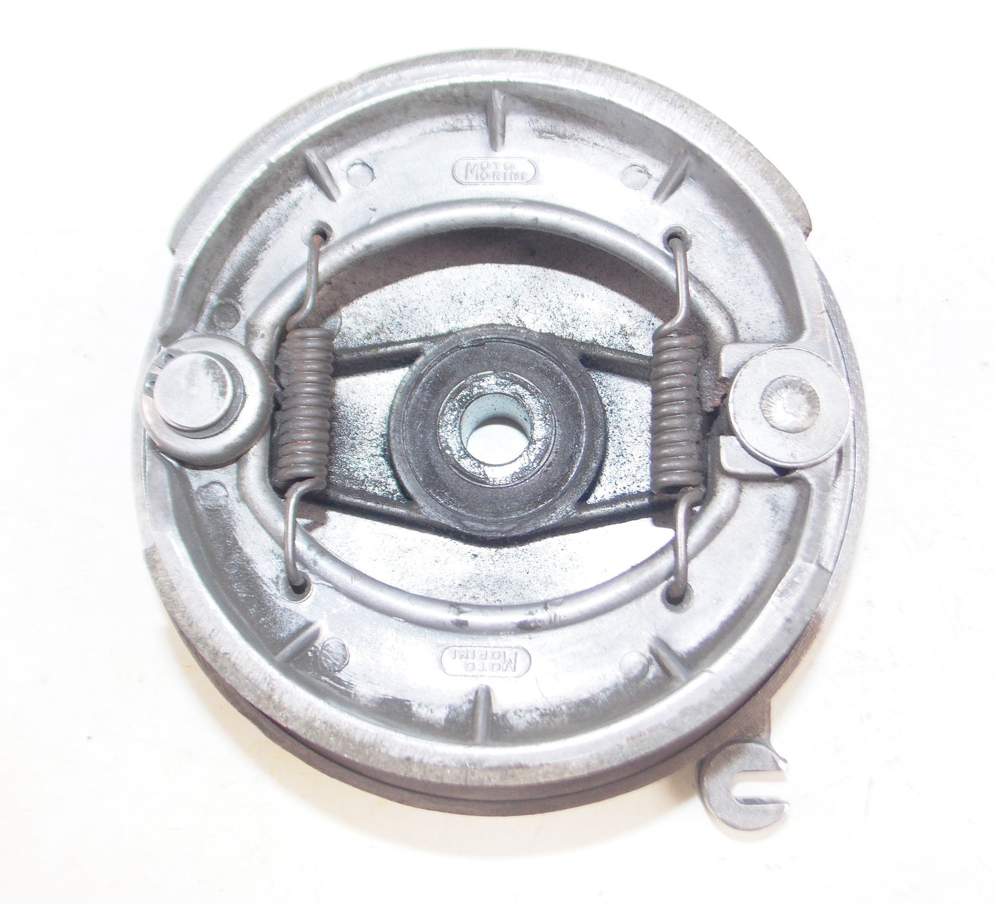1972 MORINI CORSARO 125 FRONT WHEEL HUB BRAKE PLATE WITH SHOES+ACTUATOR LEVER - MotoRaider
