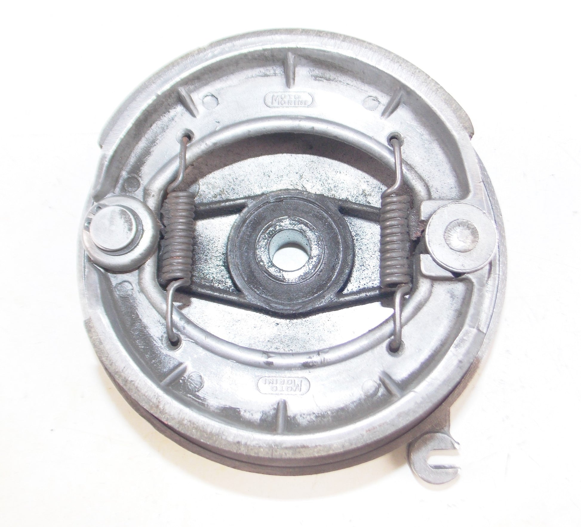 1972 MORINI CORSARO 125 FRONT WHEEL HUB BRAKE PLATE WITH SHOES+ACTUATOR LEVER - MotoRaider