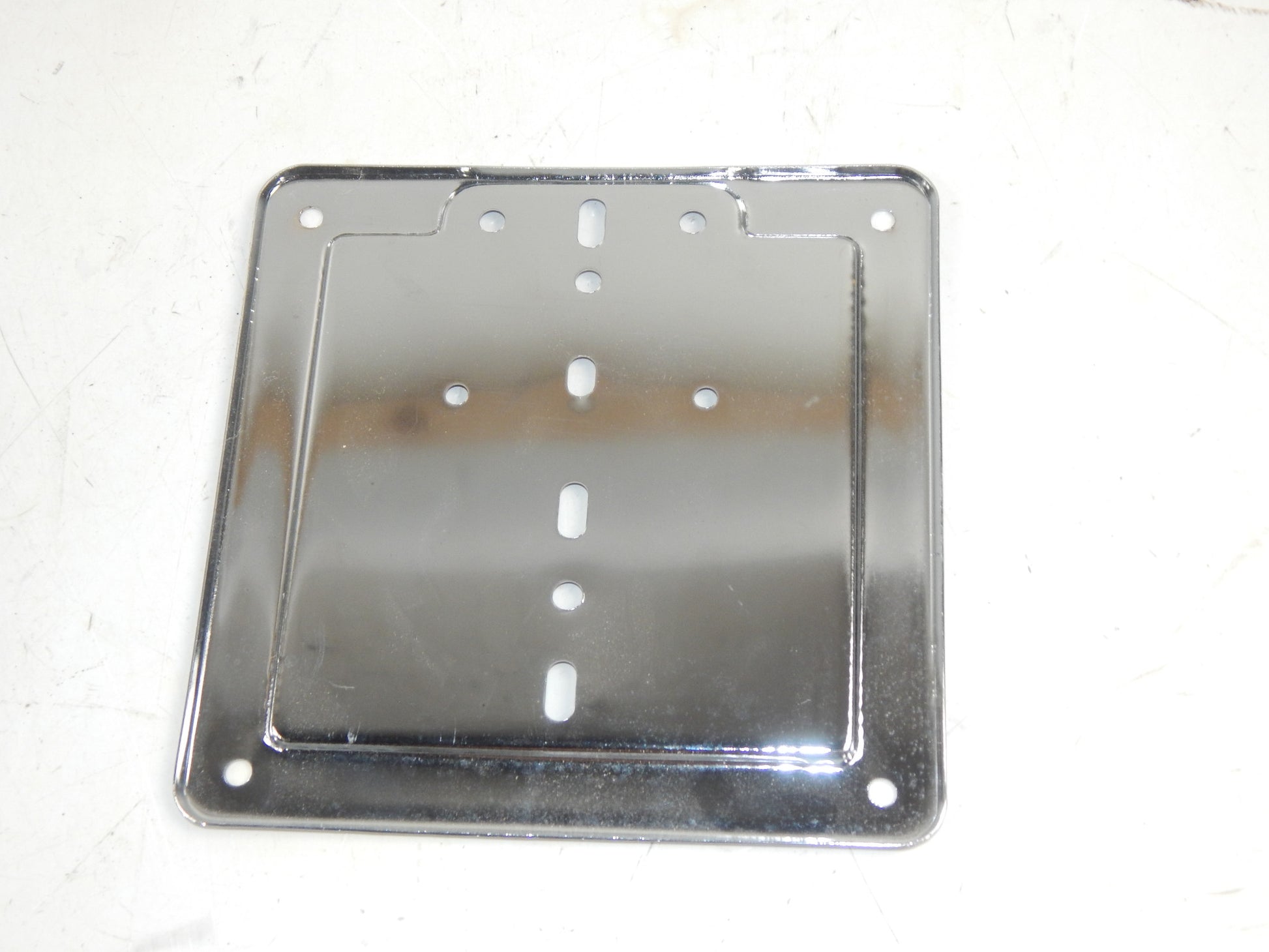 1980's MOTORCYCLE CHROME LICENCE PLATE HOLDER 170x170mm VINTAGE ITALY SCOOTER - MotoRaider