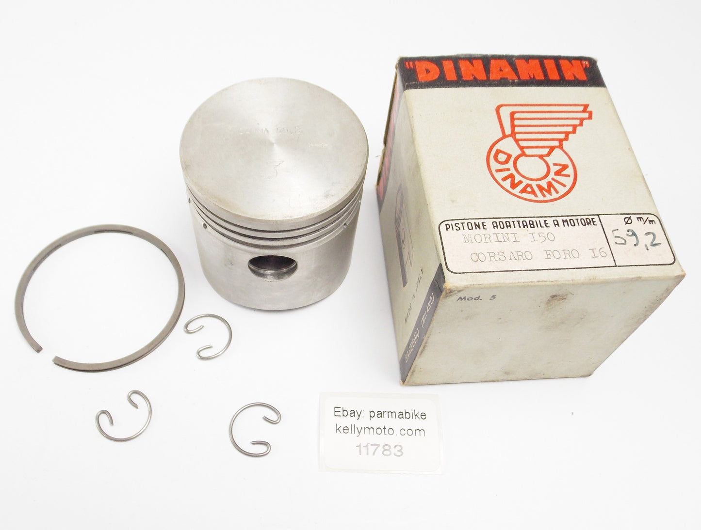 NOS DINAMIN PISTON + RING + CLIPS DIAMETER 59.2 mm MORINI CORSARO 150 - MotoRaider