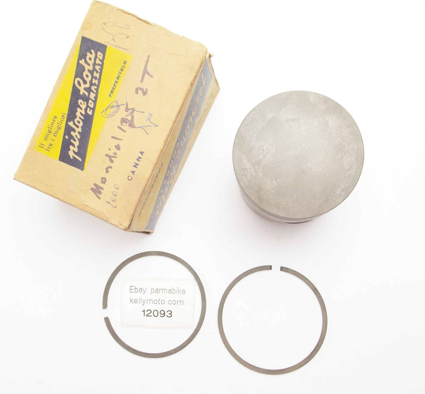 NOS ROTA PISTON + RINGS + PIN DIAMETER 57.8 MONDIAL 125 cc 2-STROKE MOTOR ENGINE - MotoRaider