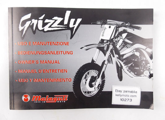GRIZZLY MALAGUTI OWNER'S MANUAL USER BOOK ITALIAN GERMAN ENGLISH FRENCH SPANISH - MotoRaider