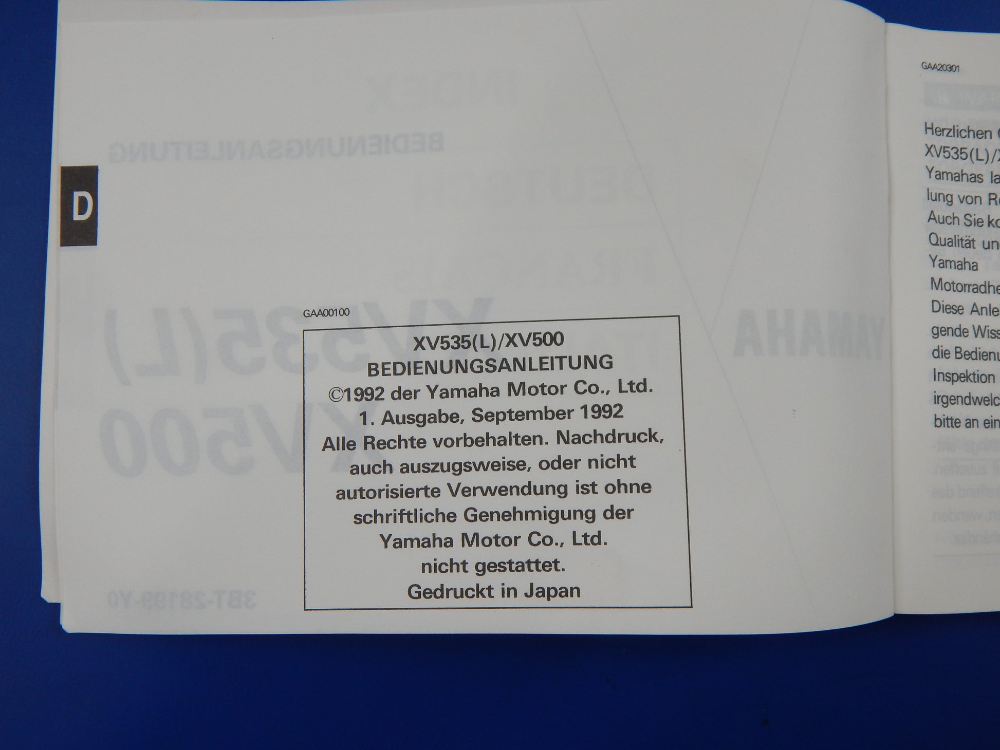 1992 YAMAHA XV500 XV535(L) USER OWNER MANUAL BOOK 3BT-28199-Y0 MULTI LANGUAGE - MotoRaider