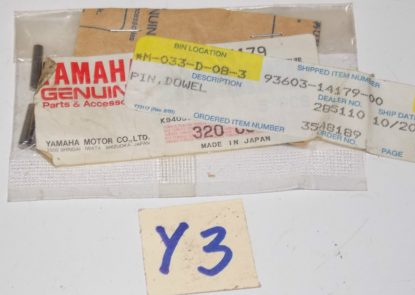 YAMAHA 1982 2004 MOTO-4 BIG BEAR KODIAK YZ125 YZ250 YZ80 PIN DOWEL 93603-14179 - MotoRaider