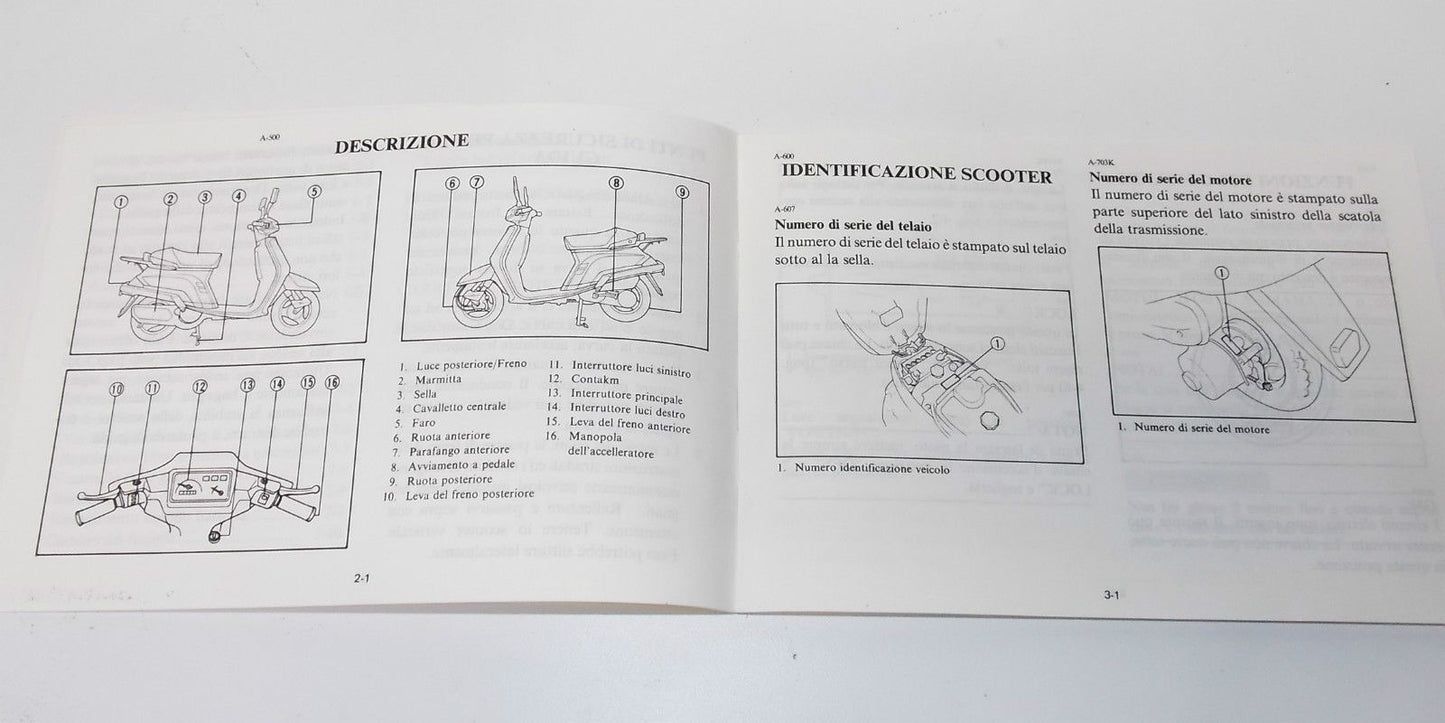 NEW 1990'S MBK CT50S OWNER MANUAL BOOK IN ITALIAN YAMAHA SCOOTER MOTOBECANE - MotoRaider