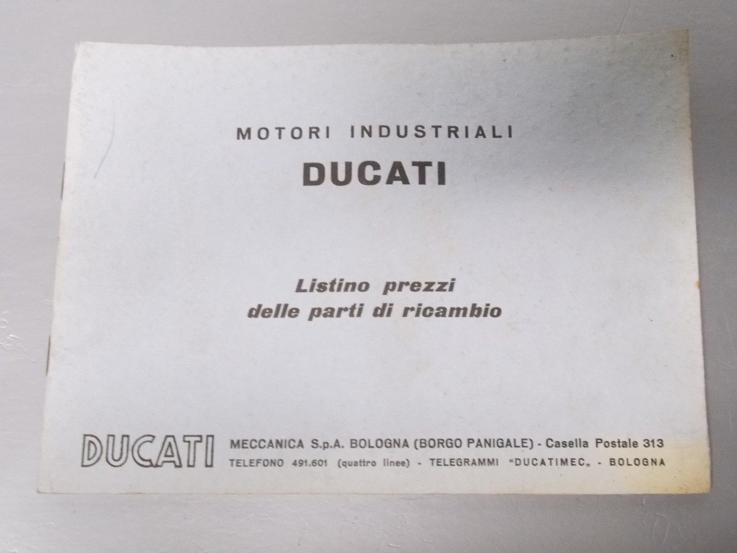 NEW DUCATI 1964 INDUSTRIAL MOTORS SPARE PARTS PRICE LIST MANUAL BOOK CATALOG - MotoRaider