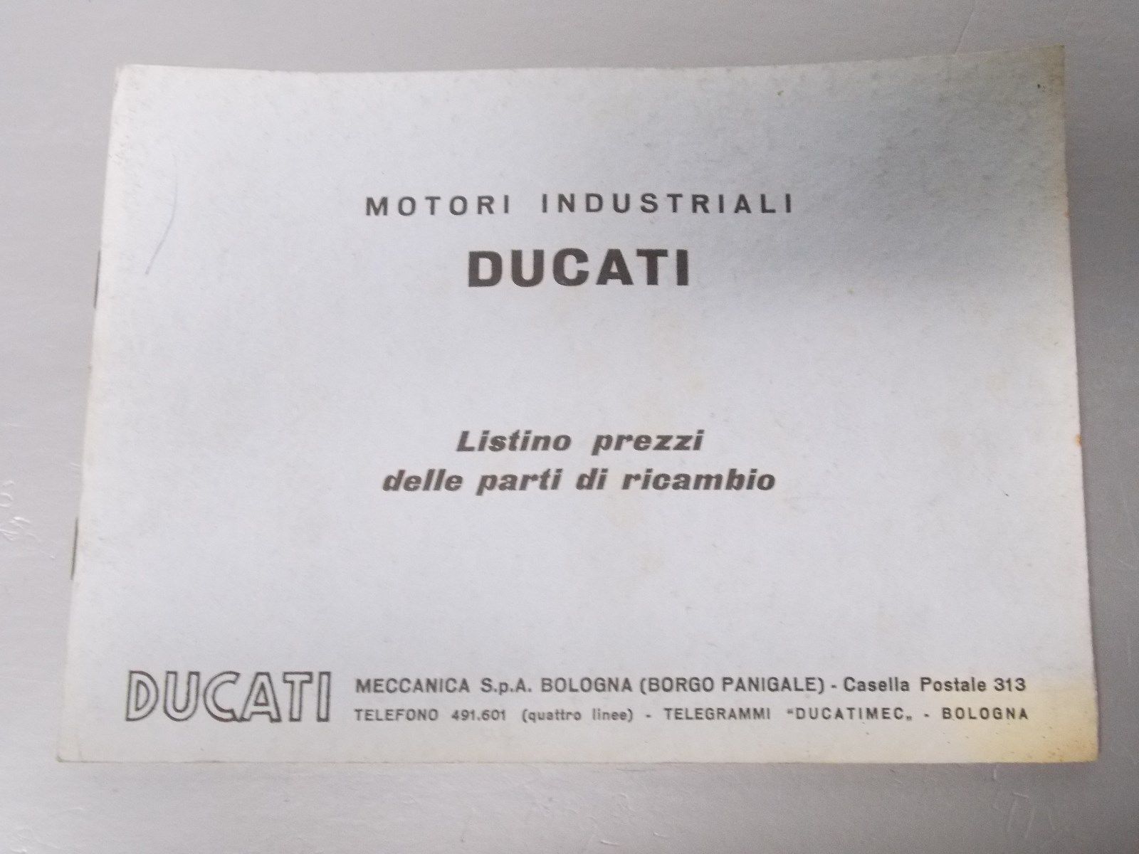 NEW DUCATI 1964 INDUSTRIAL MOTORS SPARE PARTS PRICE LIST MANUAL BOOK CATALOG - MotoRaider