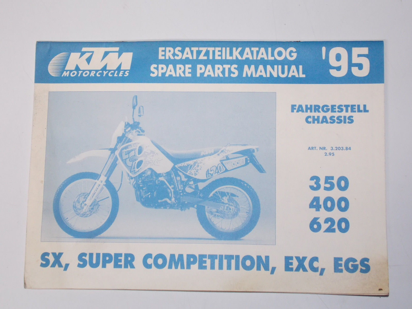 1995 KTM 350 400 620 SX EXC CHASSIS FRAME SPARE PARTS MANUAL BOOK LIST 3.203.84 - MotoRaider