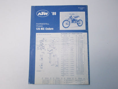 1989 KTM 125 MX ENDURO CHASSIS FRAME SPARE PARTS POSTER LIST 202.94 - MotoRaider