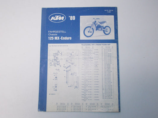 1989 KTM 125 MX ENDURO CHASSIS FRAME SPARE PARTS POSTER LIST 202.94 - MotoRaider