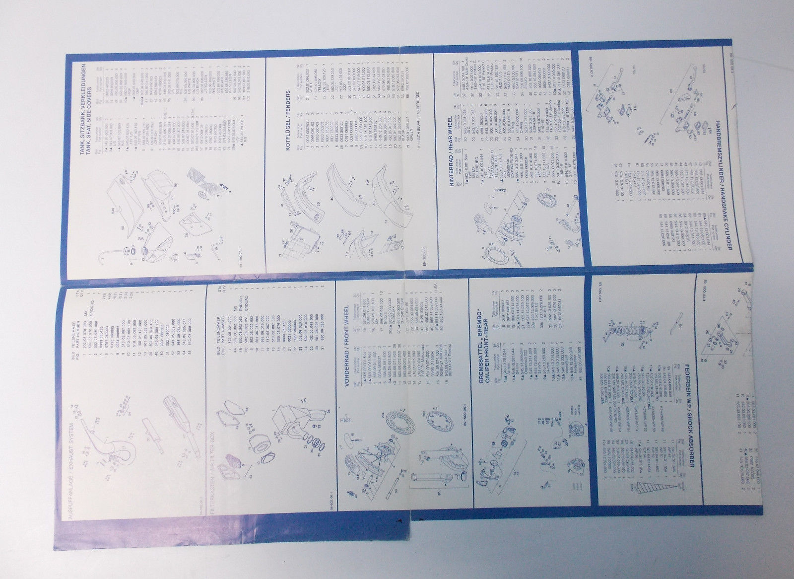 1989 KTM 125 MX ENDURO CHASSIS FRAME SPARE PARTS POSTER LIST 202.94 - MotoRaider