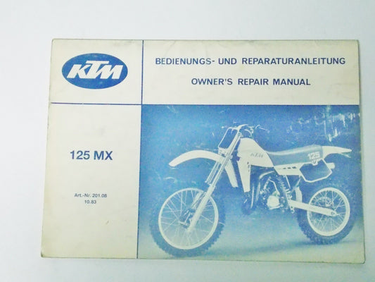 1983 KTM 250 MX GS OWNERS REPAIR MANUAL USER HANDBOOK 201.09 FRENCH ITALIAN - MotoRaider