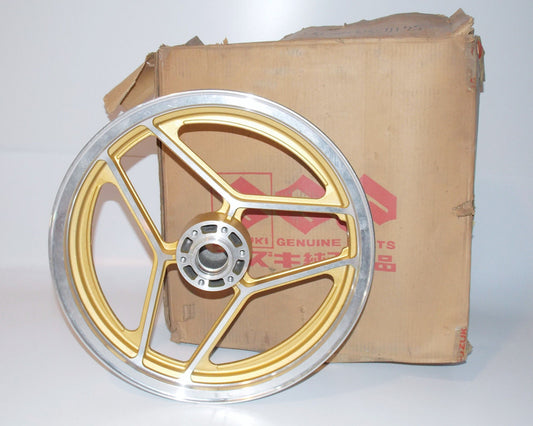 NOS SUZUKI 1983-84-85 GSX750 1.6-2.15 ASAHI ALLOY GOLD RIM WHEEL 54111-09310-19T - MotoRaider