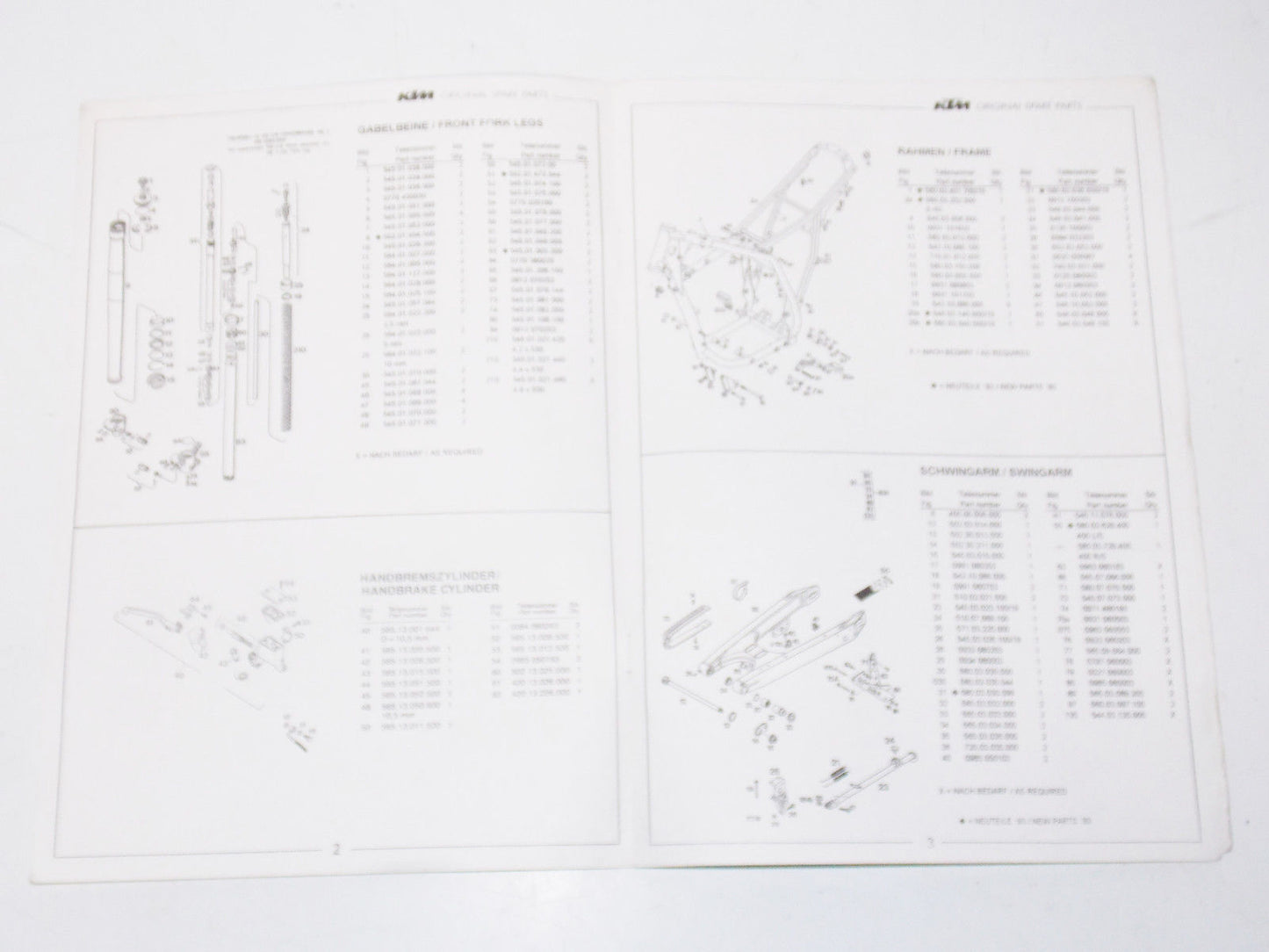 1993 KTM 400 600 LC4 E/XC CHASSIS FRAME PART LIST MANUAL BOOK DIAGRAM 3.203.59 - MotoRaider