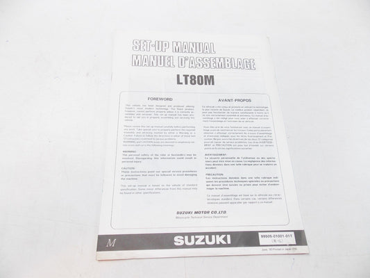 NEW SUZUKI 1990 SET-UP MANUAL LT80  ENGLISH FRENCH   99505-01001-01T - MotoRaider