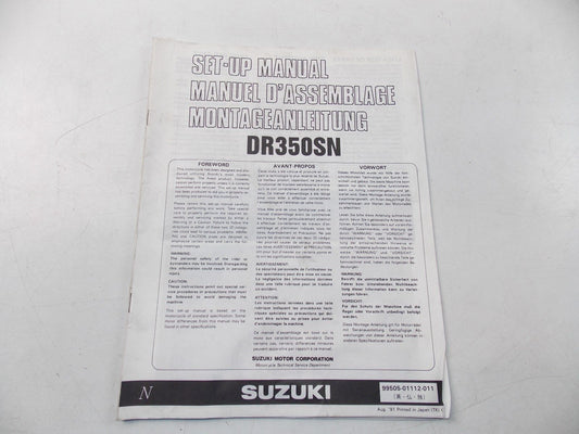 NEW SUZUKI 1991 SETUP MANUAL DR350SN ENGLISH FRENCH GERMAN  99505-01112-011 - MotoRaider