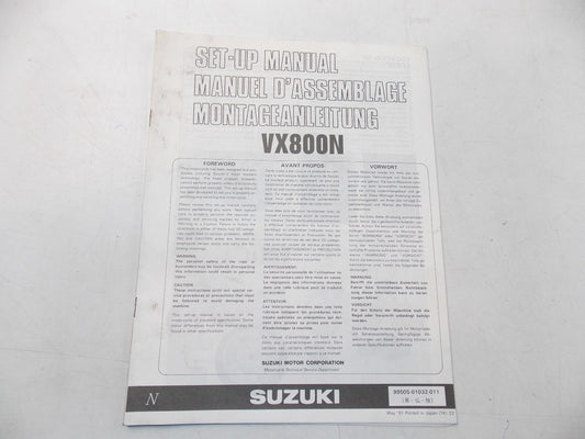 NEW SUZUKI 1991 SETUP MANUAL VX800N ENGLISH FRENCH GERMAN  99505-01032-011 - MotoRaider