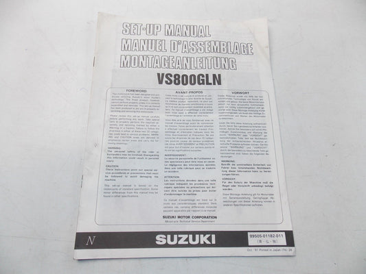 NEW SUZUKI 1991 SETUP MANUAL VS800GLN ENGLISH FRENCH GERMAN  99505-01182-011 - MotoRaider