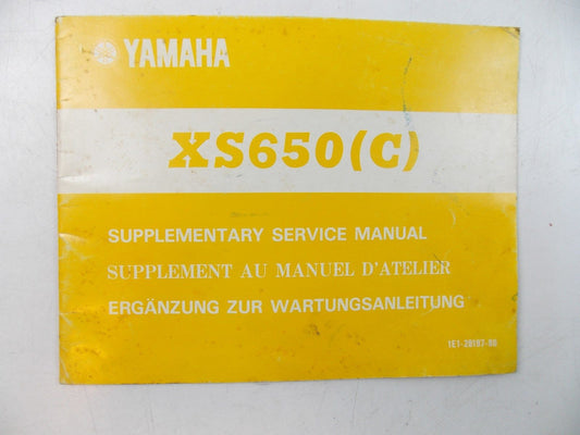 NEW YAMAHA 1975 SUPPLEMENTARY SERVICE MANUAL BOOK  XS650C  1E1-28197-80 - MotoRaider