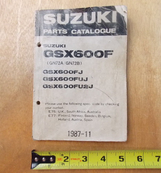 USED SUZUKI 1987-11  PARTS CATALOGUE BOOK GSX600F/FJ/FUJ/FU2J  9900B-30065 - MotoRaider