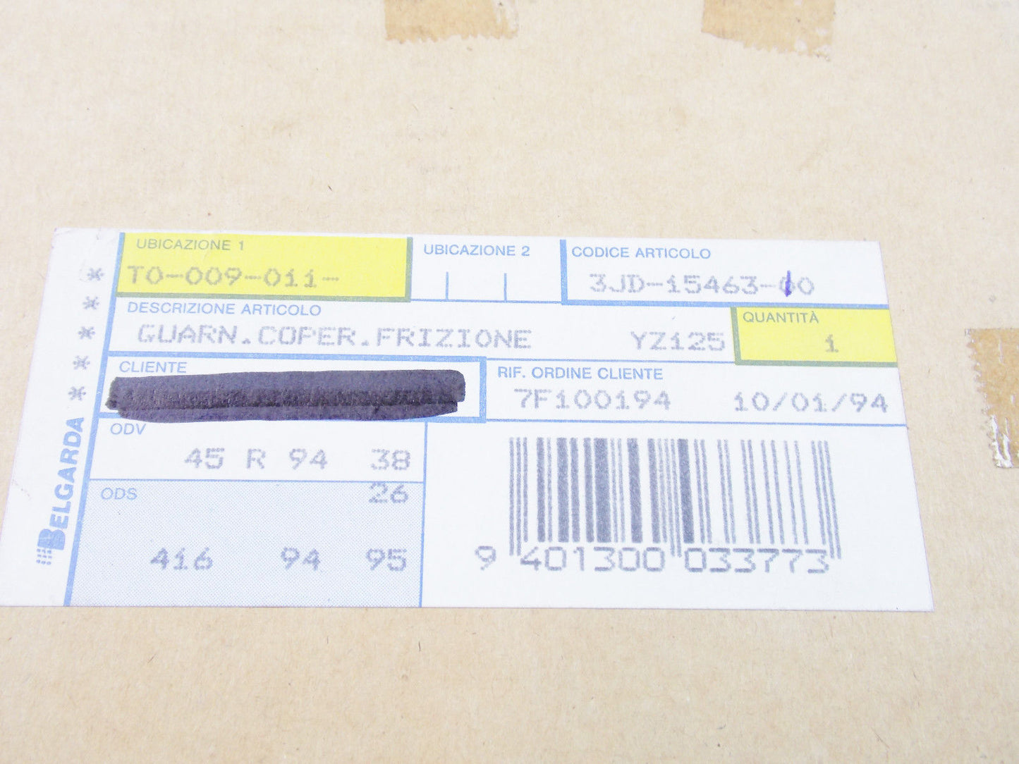 OEM GENUINE YAMAHA 1991 1992 1993 YZ125 COVER GASKET 3JD-15463-10 - MotoRaider